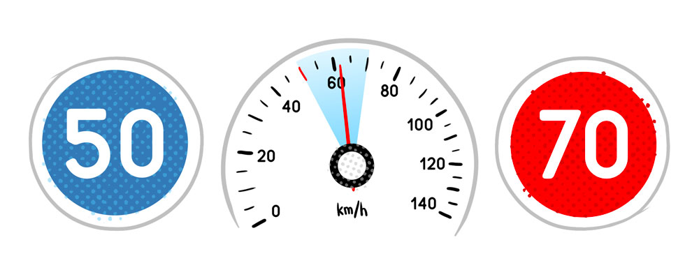 panneaux de circulation 50 et 70