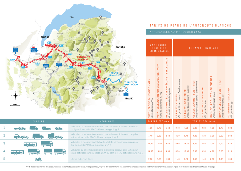 Tarifs péage A40 2024 ©ATMB