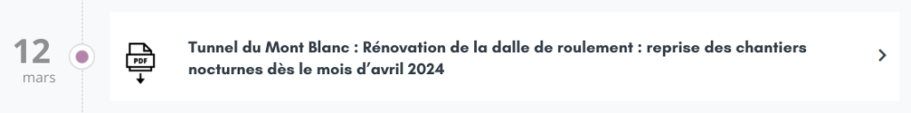 Communiqué de presse Tunnel du Mont Blanc : Rénovation de la dalle de roulement : reprise des chantiers nocturnes dès le mois d'avril 2024