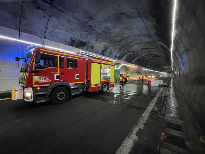 Exercice de sécurité tunnel du Vuache pompiers ©ATMB